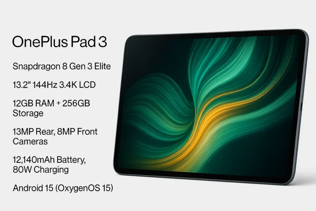 OnePlus Pad 3 specs detailed